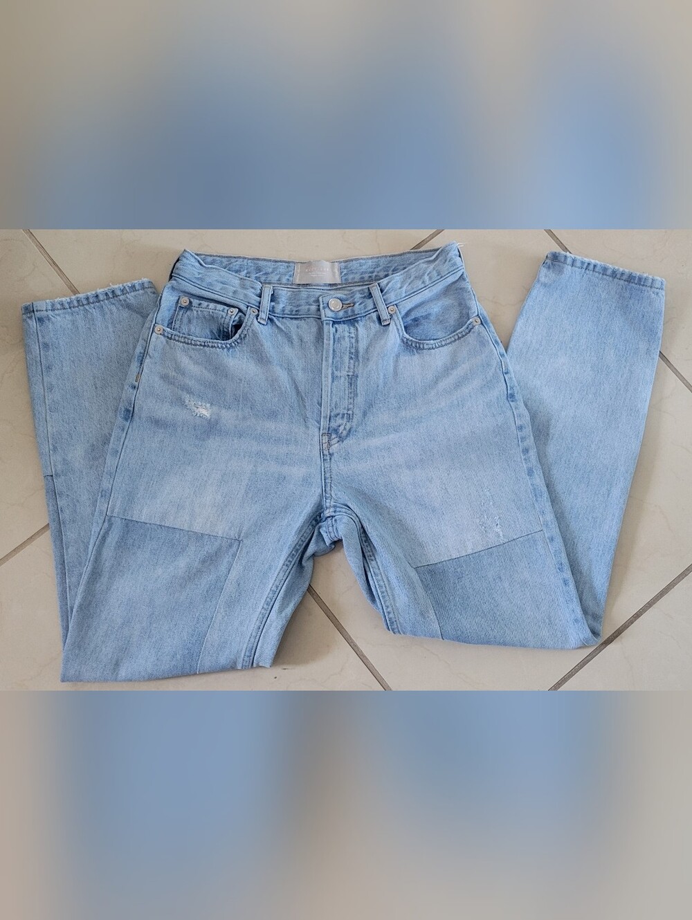Everlane 90s Cheeky Jeans Size 27 High Rise Light Wash Patchwork Mom